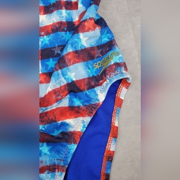 Speedo Women's Printed One Back Rio Americana One Piece Swimsuit Blue Red 8/34 - Picture 3 of 15